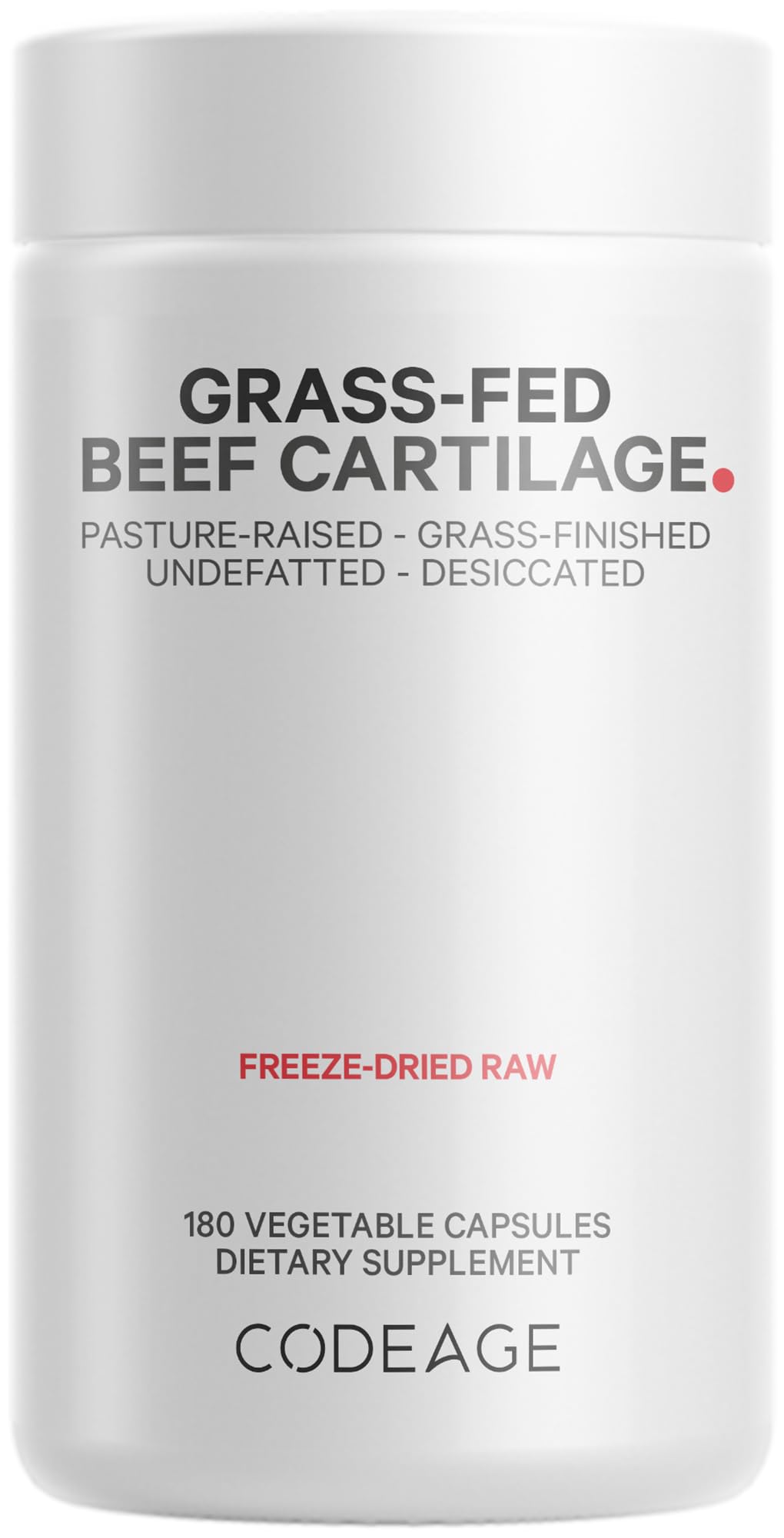 Codeage Grass Fed Beef Cartilage Supplement - Freeze Dried, Non-Defatted, Desiccated Beef Tracheal Bovine Cartilage & Liver Pills – Pasture Raised Argentina Beef Vitamins - Non-GMO -180 Capsules - dailyvitalstore