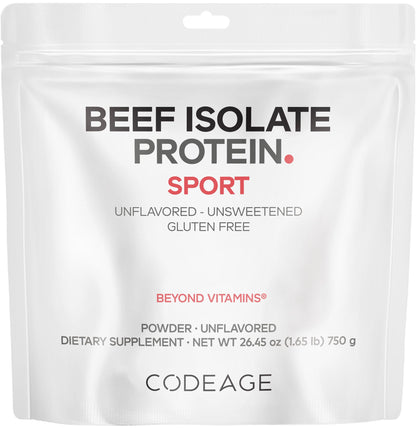 Codeage Grass-Fed Beef Isolate Protein Powder Supplement - 20 Amino Acids, Collagen-Rich - Athletes & Sports - Unflavored Carnivore Protein Supplement, BCAA & EAA - Gluten-Free - 26.45 oz - dailyvitalstore