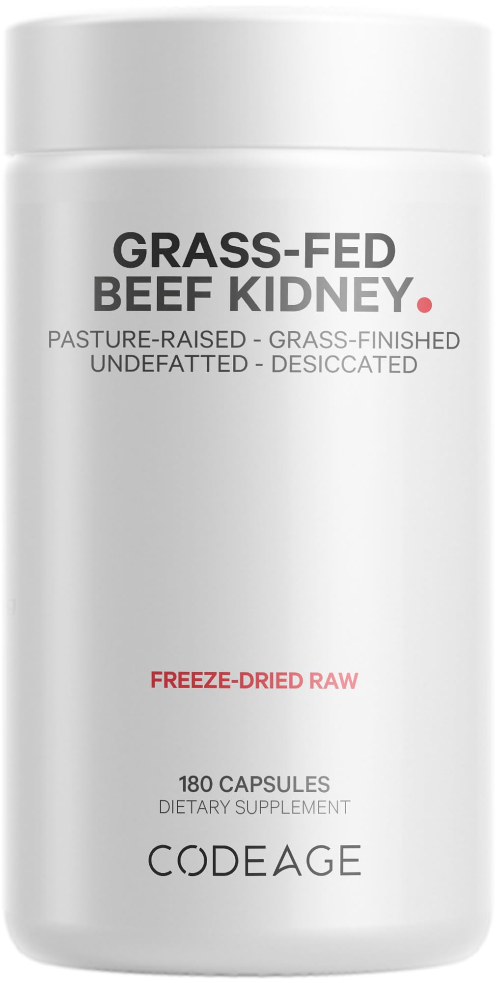Codeage Grass Fed Beef Kidney Supplement - Freeze Dried, Non-Defatted, Desiccated Glandulars Nutrition Bovine Pills – Pasture Raised Beef Vitamins - Non-GMO -180 Capsules - dailyvitalstore