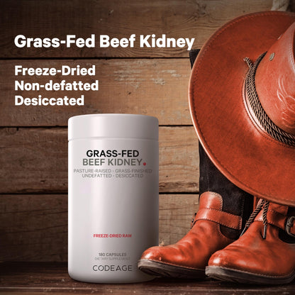 Codeage Grass Fed Beef Kidney Supplement - Freeze Dried, Non-Defatted, Desiccated Glandulars Nutrition Bovine Pills – Pasture Raised Beef Vitamins - Non-GMO -180 Capsules - dailyvitalstore