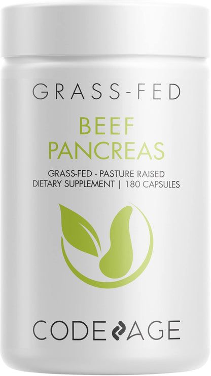 Codeage Grass Fed Beef Pancreas Supplement Glandulars - Freeze Dried, Non-Defatted Desiccated Beef Pancreas Pills – Pancreatic Enzymes Diet Meat - Pasture Raised Bovine Vitamins - 180 Capsules - dailyvitalstore