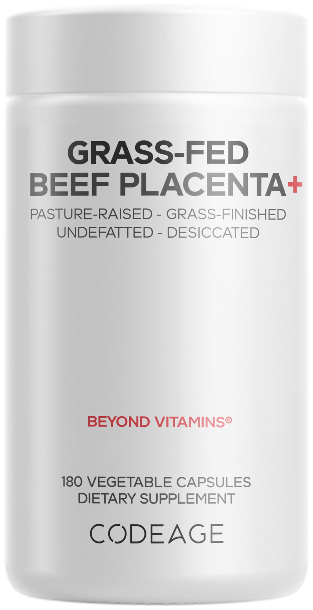 Codeage Grass-Fed Beef Placenta Supplement - Bovine Placenta – Pasture-Raised, Grass-Finished, Undefated, Desiccated - Non-GMO - 180 Capsule - dailyvitalstore