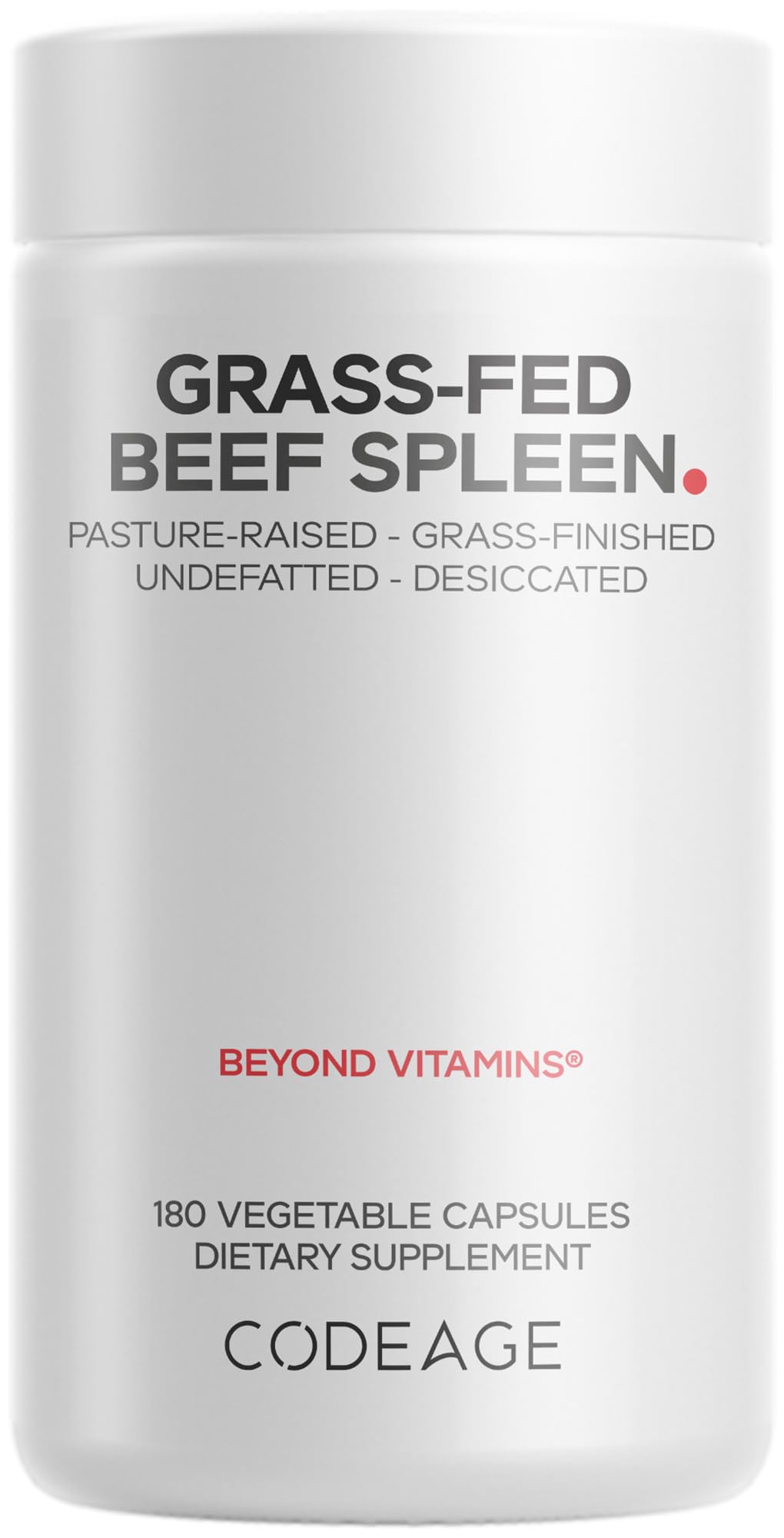 Codeage Grass Fed Beef Spleen Supplement - 2-Month Supply - Freeze Dried, Non-Defatted, Desiccated Bovine Pills Glandulars Meat – Pasture Raised Beef Vitamins for Spleen -180 Capsules - dailyvitalstore