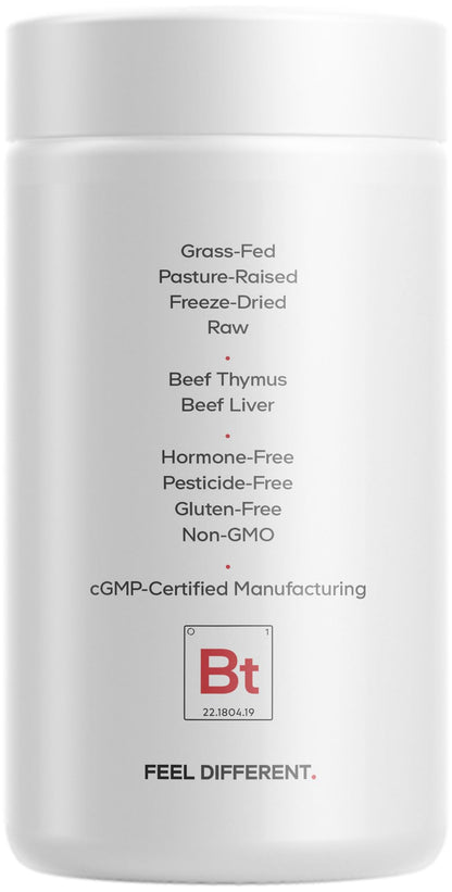 Codeage Grass Fed Beef Thymus Supplement Superfood, Freeze Dried, Non-Defatted, Desiccated Thymus & Liver Pills, Glandulars Meat, Pasture Raised Beef Vitamins, Non-GMO, 180 Capsules - dailyvitalstore