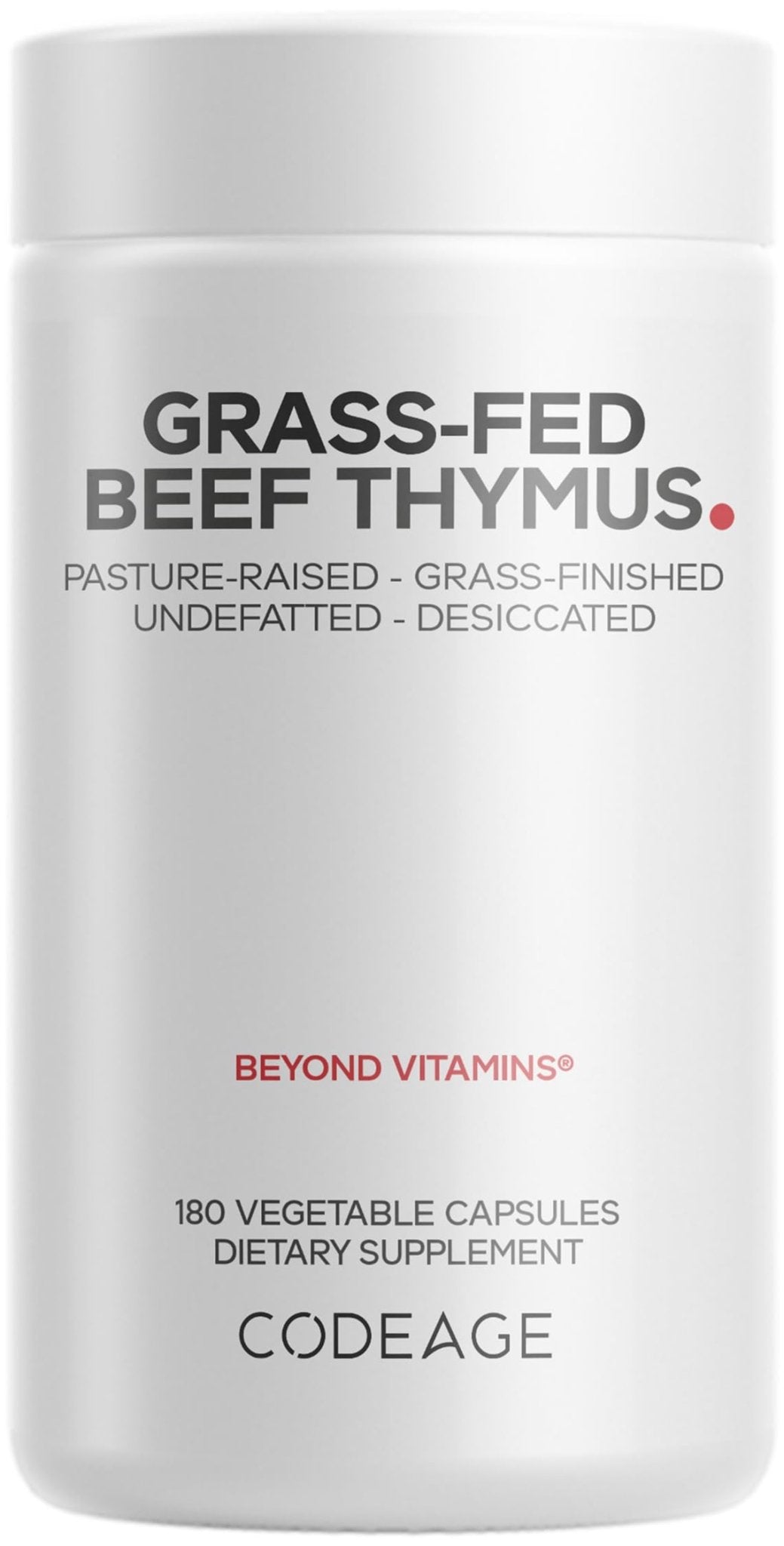 Codeage Grass Fed Beef Thymus Supplement Superfood, Freeze Dried, Non-Defatted, Desiccated Thymus & Liver Pills, Glandulars Meat, Pasture Raised Beef Vitamins, Non-GMO, 180 Capsules - dailyvitalstore