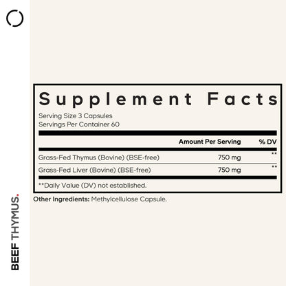 Codeage Grass Fed Beef Thymus Supplement Superfood, Freeze Dried, Non-Defatted, Desiccated Thymus & Liver Pills, Glandulars Meat, Pasture Raised Beef Vitamins, Non-GMO, 180 Capsules - dailyvitalstore