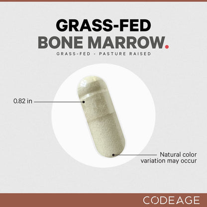 Codeage Grass-Fed Bone Marrow Supplement – Freeze-Dried, Non-Defatted Beef Bone Matrix & Cartilage – 1500mg per Serving, 180 Capsules - dailyvitalstore