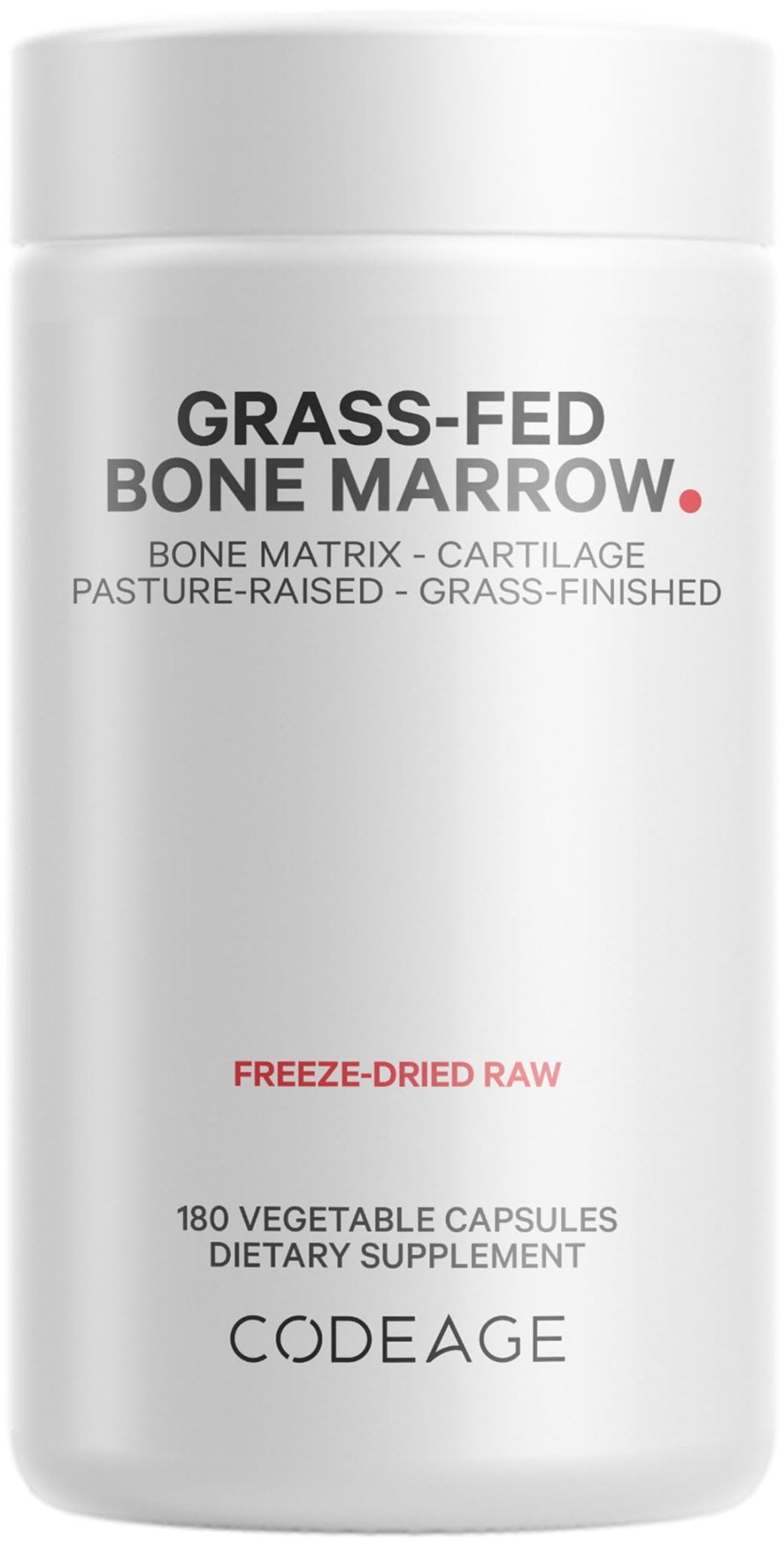 Codeage Grass-Fed Bone Marrow Supplement – Freeze-Dried, Non-Defatted Beef Bone Matrix & Cartilage – 1500mg per Serving, 180 Capsules - dailyvitalstore