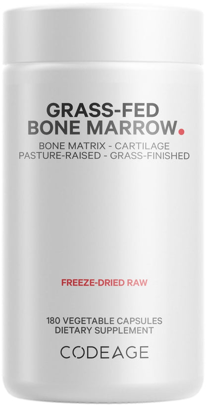 Codeage Grass-Fed Bone Marrow Supplement – Freeze-Dried, Non-Defatted Beef Bone Matrix & Cartilage – 1500mg per Serving, 180 Capsules - dailyvitalstore