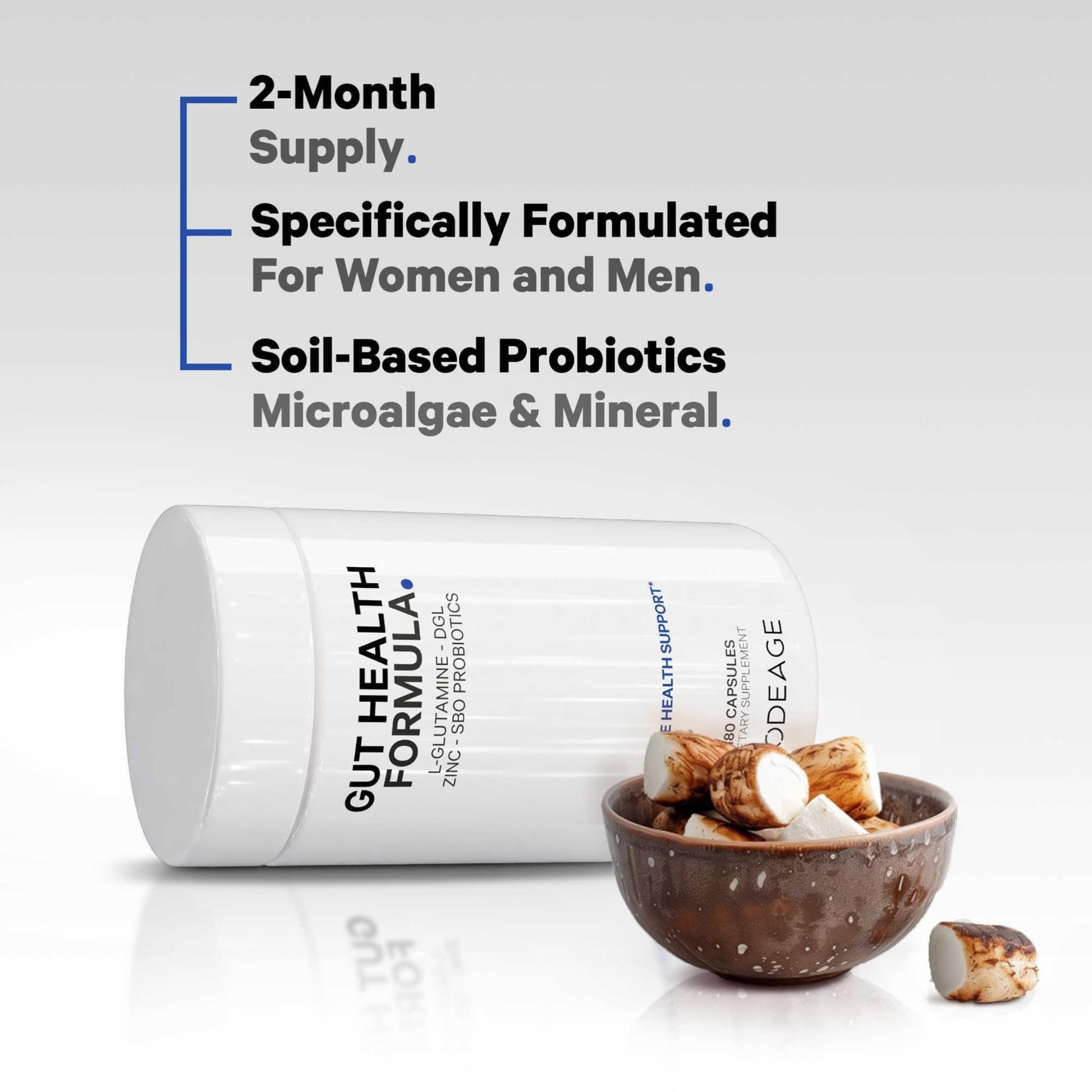 Codeage Gut Health Supplements Vegan Formula - L Glutamine, Zinc, Turkey Tail Mushroom Powder, Tonic Mushroom, Maitake, Micro Algae, Mineral, Licorice Root DGL - Probiotics, Prebiotics - 180 Capsules - dailyvitalstore