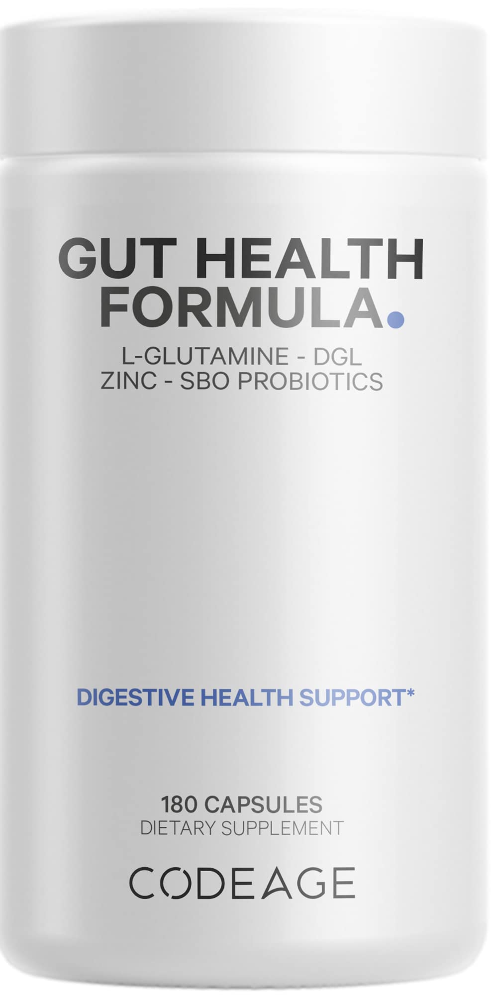 Codeage Gut Health Supplements Vegan Formula - L Glutamine, Zinc, Turkey Tail Mushroom Powder, Tonic Mushroom, Maitake, Micro Algae, Mineral, Licorice Root DGL - Probiotics, Prebiotics - 180 Capsules - dailyvitalstore