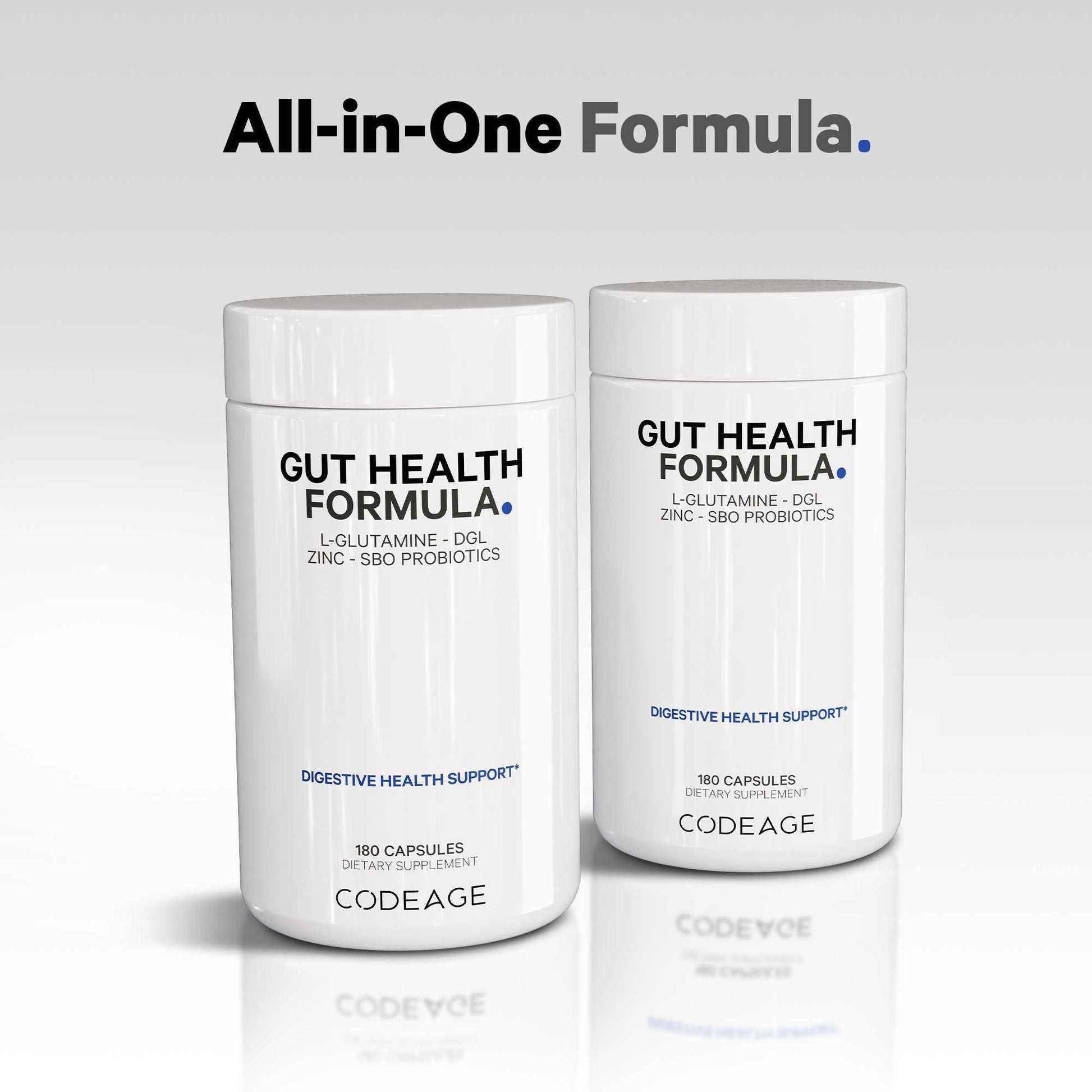 Codeage Gut Health Supplements Vegan Formula - L Glutamine, Zinc, Turkey Tail Mushroom Powder, Tonic Mushroom, Maitake, Micro Algae, Mineral, Licorice Root DGL - Probiotics, Prebiotics - 180 Capsules - dailyvitalstore