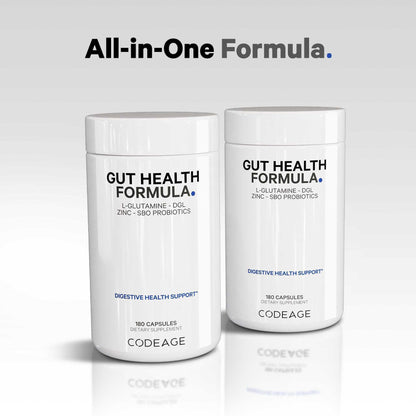 Codeage Gut Health Supplements Vegan Formula - L Glutamine, Zinc, Turkey Tail Mushroom Powder, Tonic Mushroom, Maitake, Micro Algae, Mineral, Licorice Root DGL - Probiotics, Prebiotics - 180 Capsules - dailyvitalstore