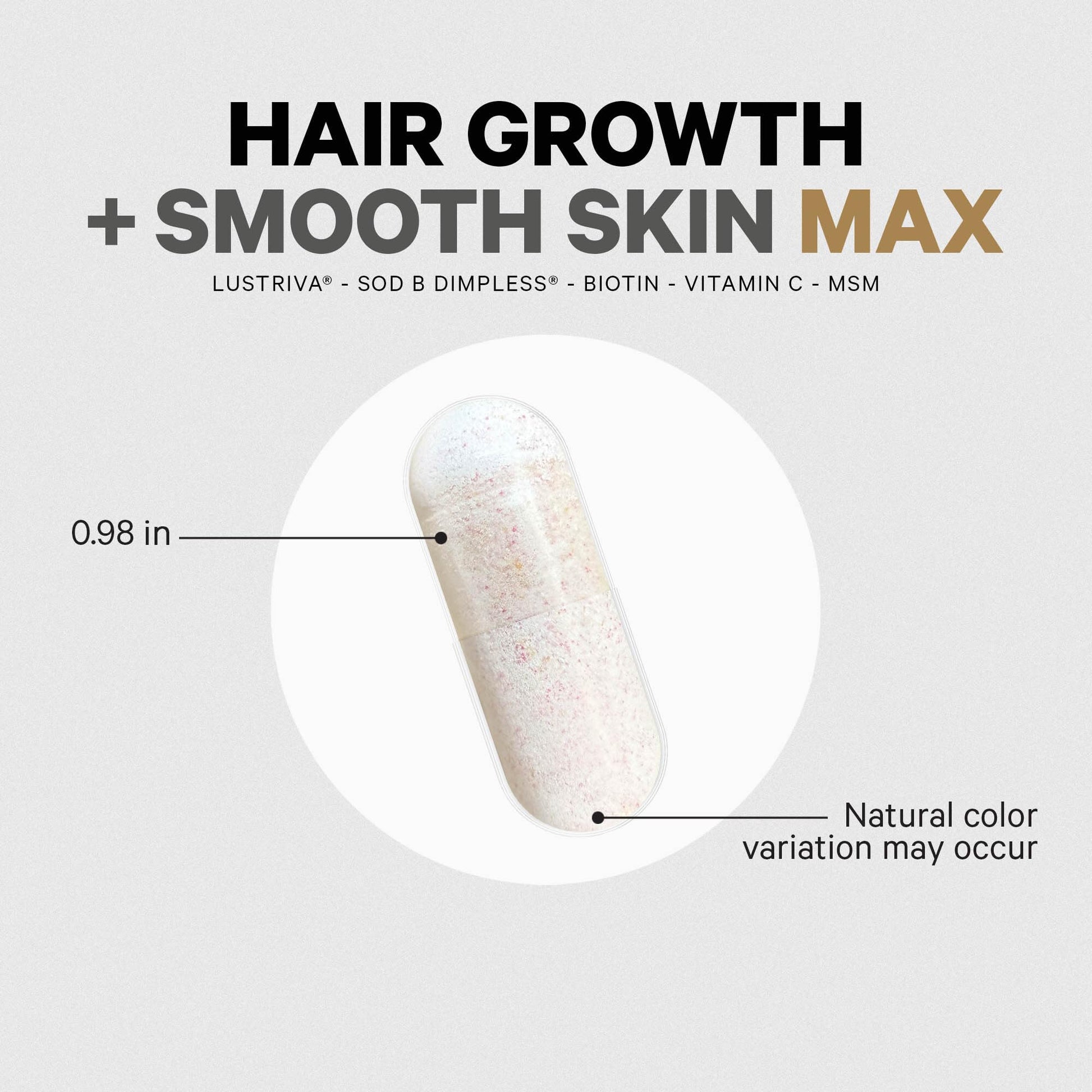 Codeage Hair Growth + Smooth Skin Max Vitamins Supplement - Patented Lustriva & SOD B Dimpless Superoxide Dismutase - Hair Growth Health Skin Cellulite Support - Biotin, Vitamin C, MSM - 30 Capsules - dailyvitalstore