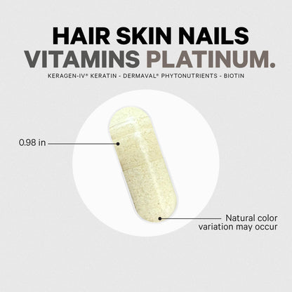 Codeage Hair Skin Nails Vitamins Platinum - KeraGEN-IV Keratin, Dermaval - Hair Fall, Skin Elasticity & Moisture Support - Biotin 5000, Collagen, Vitamin C, Coffeeberry, PABA Supplement - 60 Capsules - dailyvitalstore