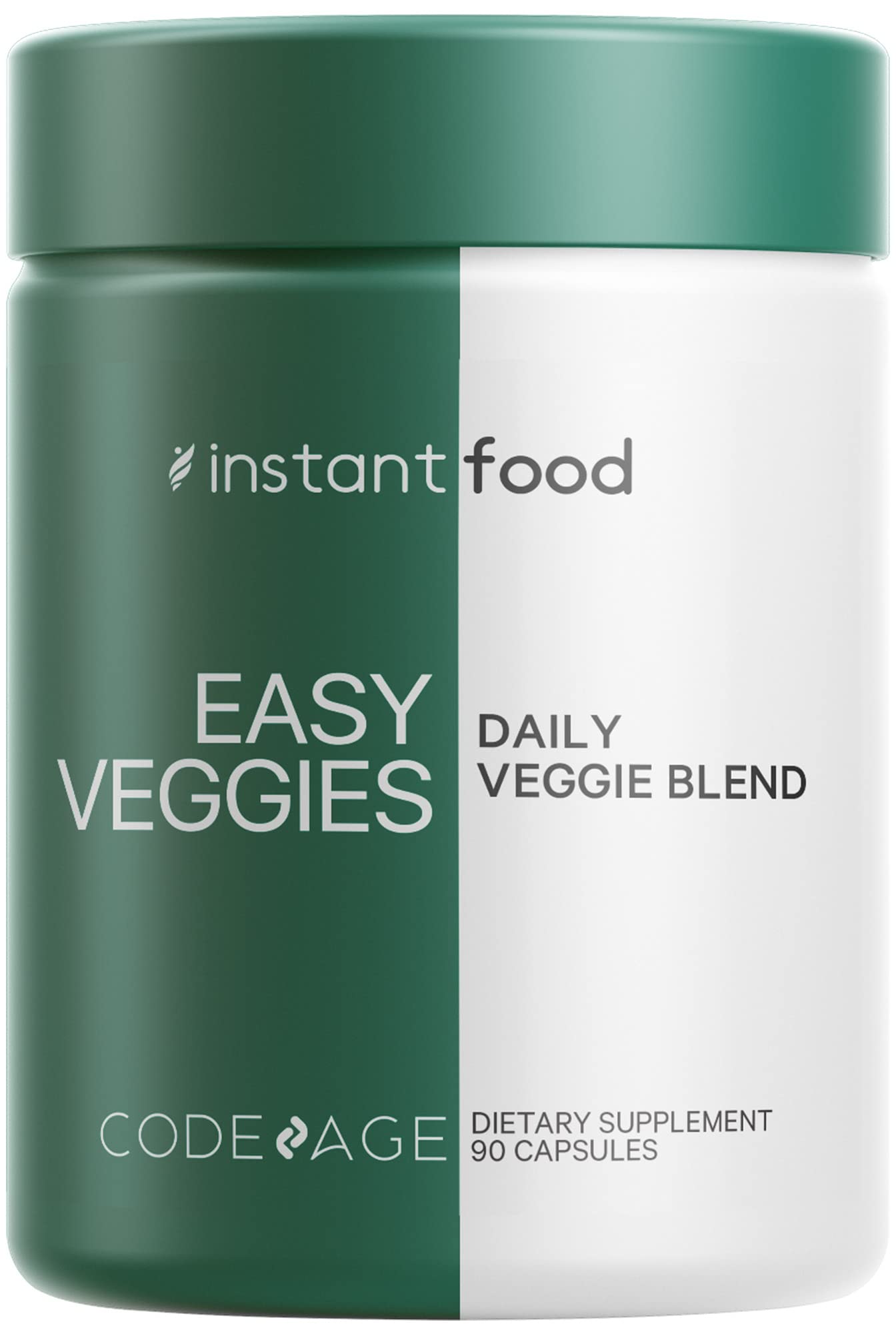 Codeage Instantfood Easy Veggies, Over 15 Vegetable Powders Equivalent All-in-One, Daily Vegan Blend, Whole Food Greens Vitamins Supplement Capsules, Phytonutrients Multivitamin, Non-GMO, 90 Capsules - dailyvitalstore