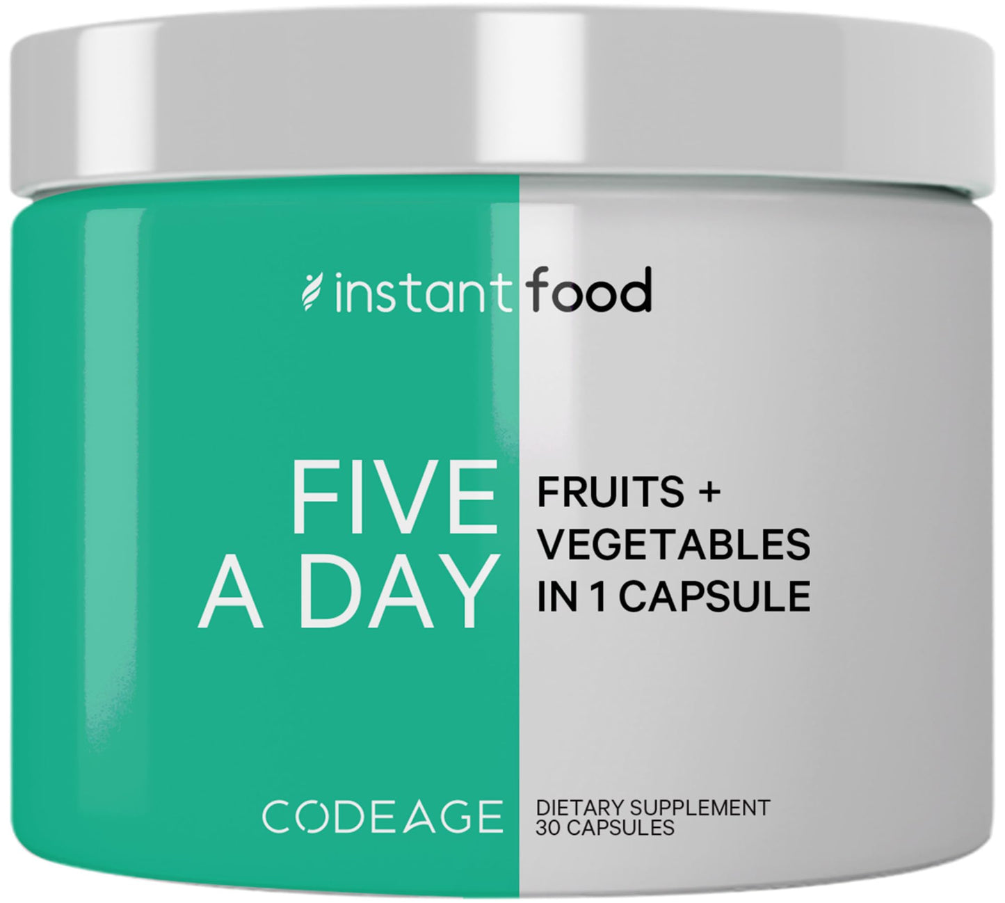 Codeage Instantfood Five A Day – Fruits & Vegetables Capsule Supplement – Whole Food Phytonutrients – 15 Fruits and Veggies Blend - Vegan, Non-GMO – 30 Capsules - dailyvitalstore