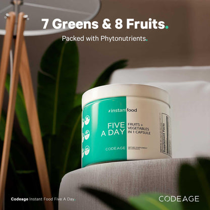 Codeage Instantfood Five A Day – Fruits & Vegetables Capsule Supplement – Whole Food Phytonutrients – 15 Fruits and Veggies Blend - Vegan, Non-GMO – 30 Capsules - dailyvitalstore
