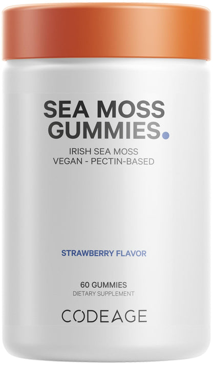 Codeage Irish Sea Moss Gummies Supplement - 300mg Irish Sea Moss 10:1 Extract - Delicious Strawberry Flavor - Vegan, Non-GMO, Gluten-Free - 60 Gummies - dailyvitalstore