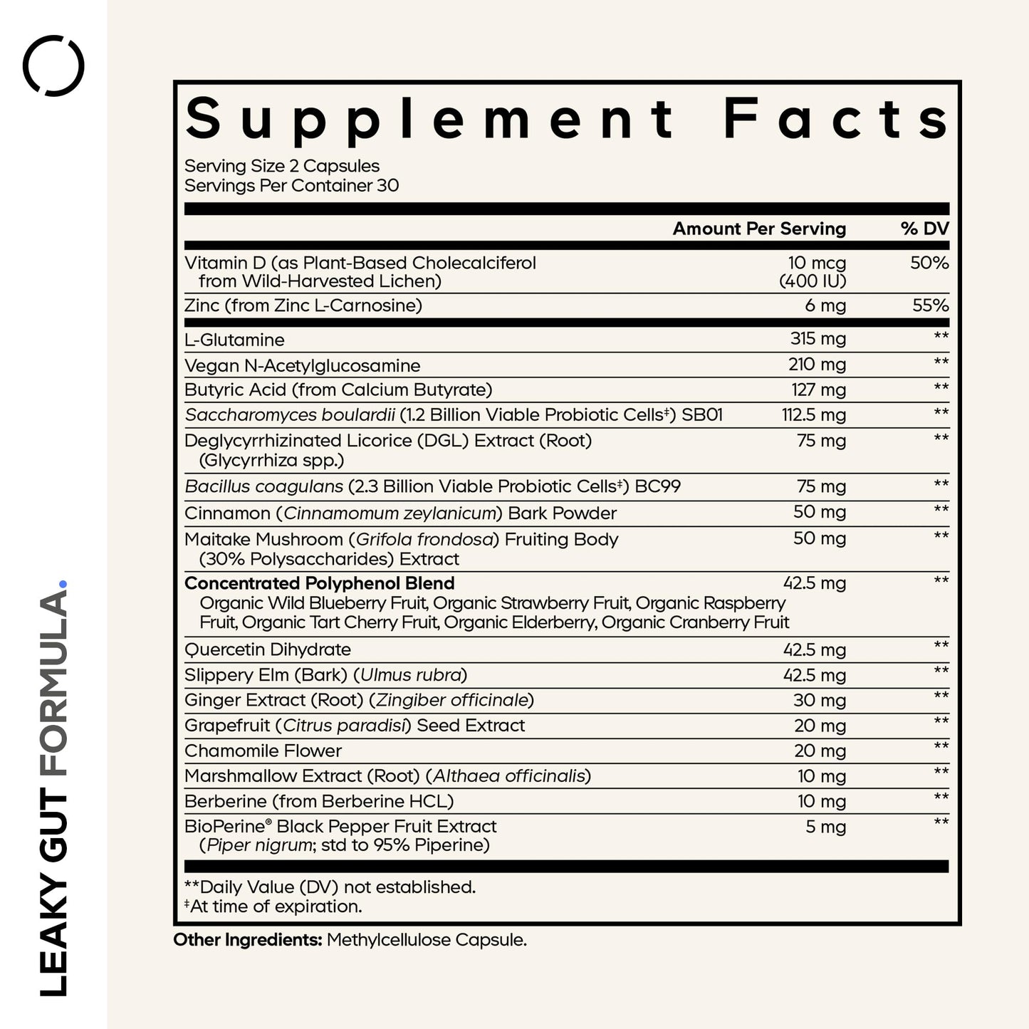 Codeage Leaky Gut Supplement, L-Glutamine, N-Acetylglucosamine, Probiotic, Butyric Acid, Polyphenols, Quercetin, DGL, Marshmallow Root, Berberine, BioPerine - dailyvitalstore