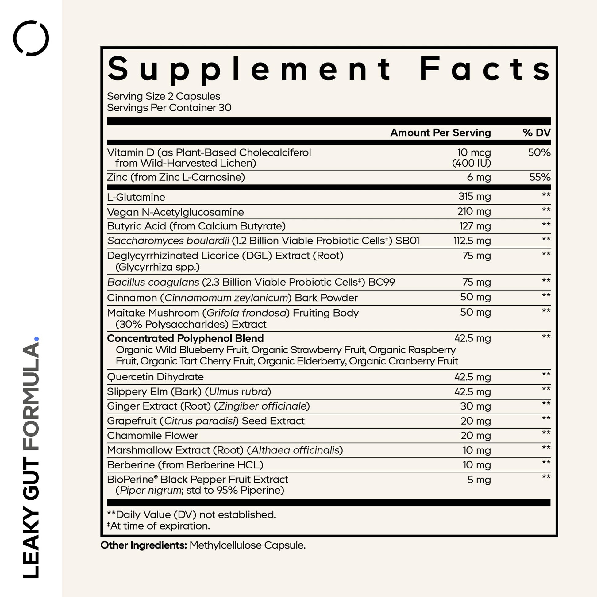 Codeage Leaky Gut Supplement, L-Glutamine, N-Acetylglucosamine, Probiotic, Butyric Acid, Polyphenols, Quercetin, DGL, Marshmallow Root, Berberine, BioPerine - dailyvitalstore