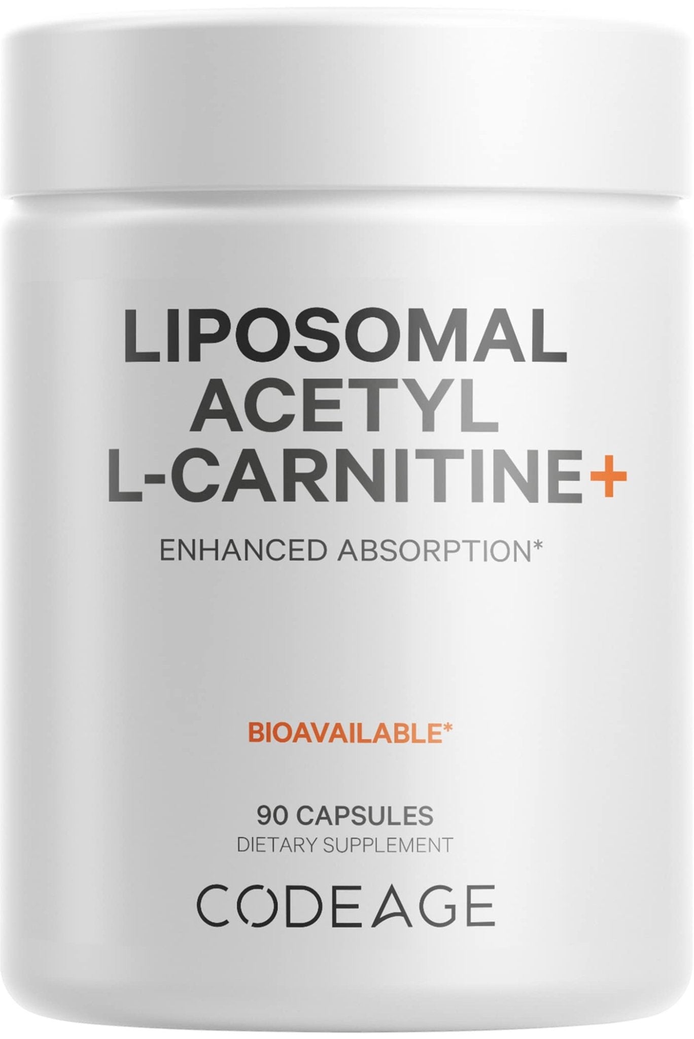Codeage Liposomal Acetyl-L-Carnitine+ Supplement - 500 mg Acetyl-L-Carnitine per Serving - 3-Month Supply, Liposomal Delivery - Alcar Supplement - L-Carnitine - Non-GMO, Gluten-Free, 90 Capsules - dailyvitalstore