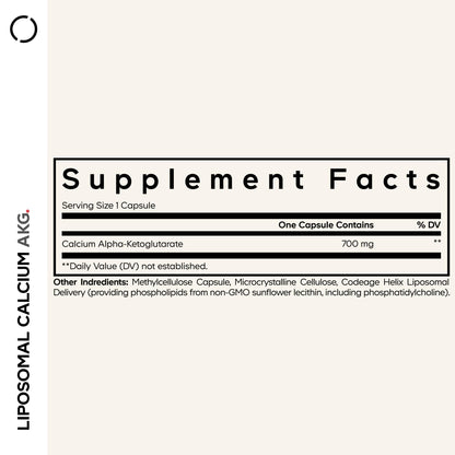 Codeage Liposomal Calcium AKG Supplement - Calcium Alpha-Ketoglutarate - 2-Month Supply - Liposomal Delivery - 1 Capsule Per Serving - Non-GMO, Gluten-Free - 60 Capsules - dailyvitalstore