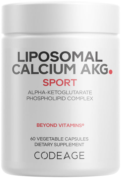 Codeage Liposomal Calcium AKG Supplement - Calcium Alpha-Ketoglutarate - 2-Month Supply - Liposomal Delivery - 1 Capsule Per Serving - Non-GMO, Gluten-Free - 60 Capsules - dailyvitalstore