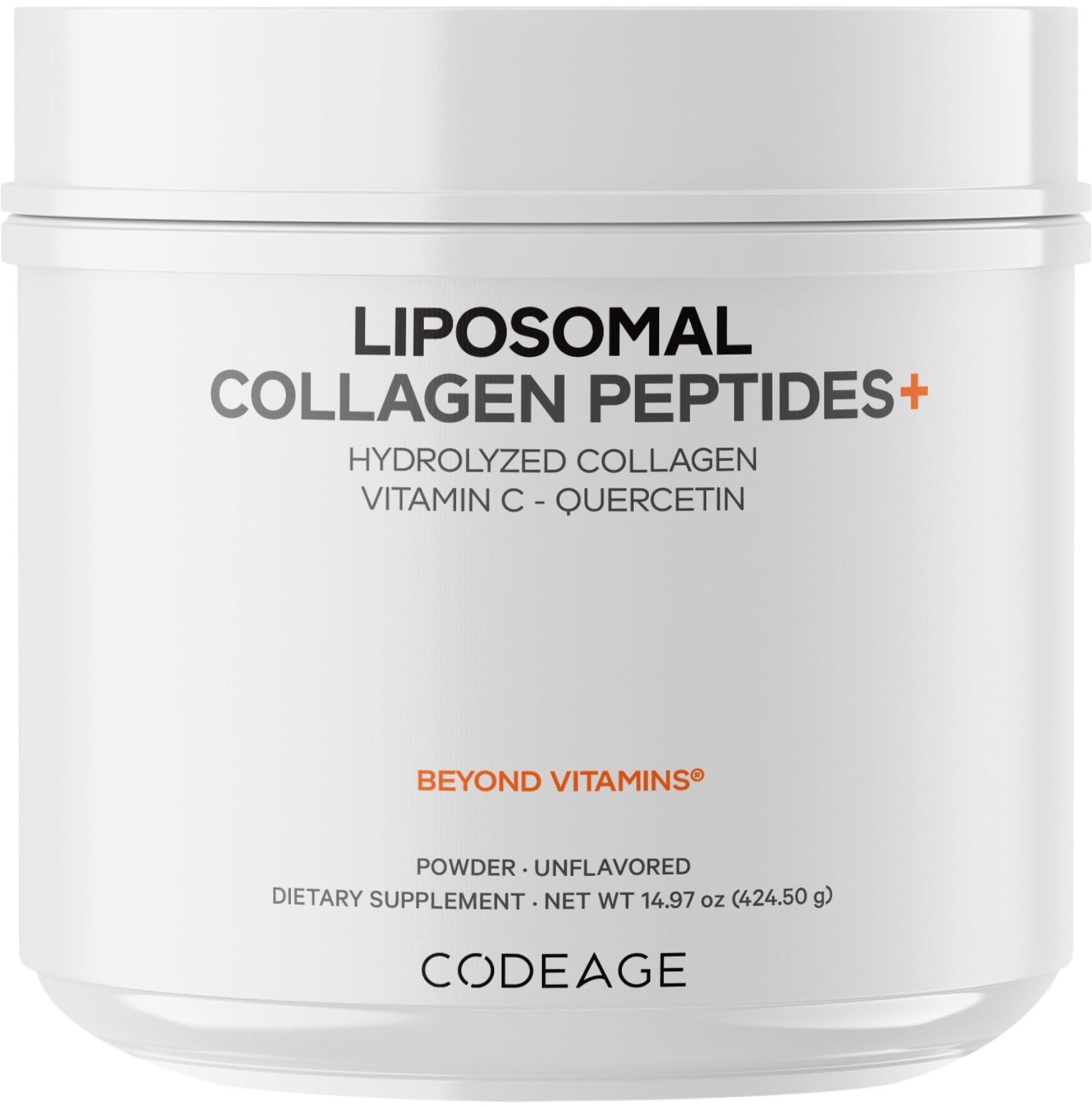 Codeage Liposomal Collagen Peptides Powder + Vitamin C & Quercetin, Phospholipid Complex, Grass-Fed Pasture-Raised Hydrolyzed Collagen Type I & III Supplement All-in-One, Non-GMO, 14.97 oz - dailyvitalstore