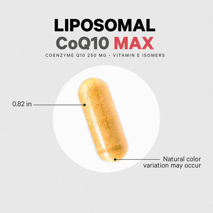 Codeage Liposomal CoQ10 Max Supplement - 250 mg Coenzyme Q10 with Vitamin E Isomers Tocopherols - 2-Month Supply - 1 Capsule Per Serving - Liposomal Delivery - Non-GMO, Gluten-Free - 60 Capsules - dailyvitalstore