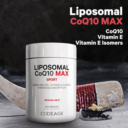Codeage Liposomal CoQ10 Max Supplement - 250 mg Coenzyme Q10 with Vitamin E Isomers Tocopherols - 2-Month Supply - 1 Capsule Per Serving - Liposomal Delivery - Non-GMO, Gluten-Free - 60 Capsules - dailyvitalstore