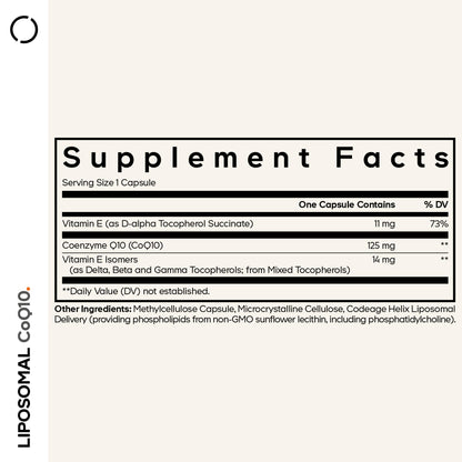 Codeage Liposomal CoQ10 Supplement - 125 mg Coenzyme Q10 with Vitamin E Isomers Tocopherols - 2-Month Supply - 1 Capsule Per Serving - Liposomal Delivery - Vegan, Non-GMO, Gluten-Free - 60 Capsules - dailyvitalstore