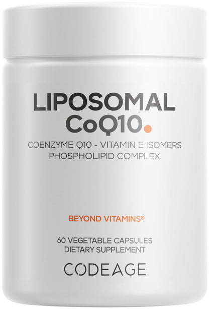 Codeage Liposomal CoQ10 Supplement - 125 mg Coenzyme Q10 with Vitamin E Isomers Tocopherols - 2-Month Supply - 1 Capsule Per Serving - Liposomal Delivery - Vegan, Non-GMO, Gluten-Free - 60 Capsules - dailyvitalstore