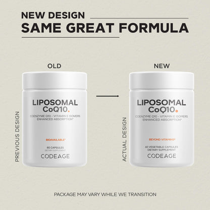 Codeage Liposomal CoQ10 Supplement - 125 mg Coenzyme Q10 with Vitamin E Isomers Tocopherols - 2-Month Supply - 1 Capsule Per Serving - Liposomal Delivery - Vegan, Non-GMO, Gluten-Free - 60 Capsules - dailyvitalstore