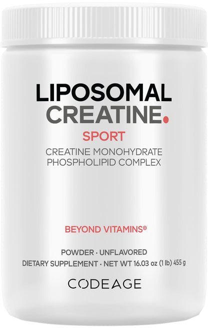 Codeage Liposomal Creatine Powder Supplement - 3-Month Supply - 5000mg Creatine Monohydrate Pre Workout & Post Workouts - Unflavored Creatine, Pure Creatine Powder, Creatinine for Sports - 90 Servings - dailyvitalstore