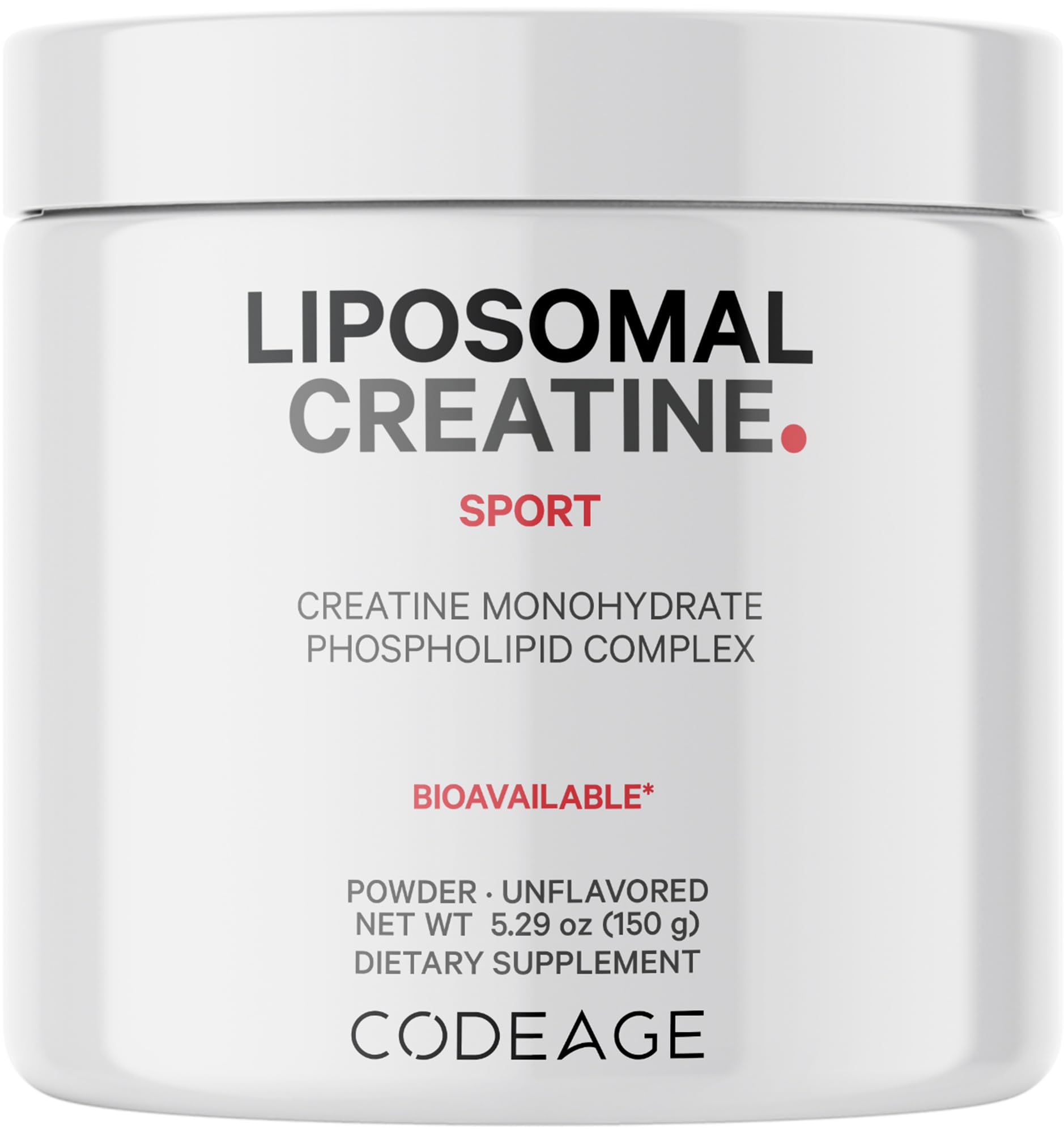 Codeage Liposomal Creatine Powder Supplement, Pure Creatine Monohydrate 5000mg, Pre Workout & Post Workouts - Unflavored Creatine, Micronized Creatine Powder - Creatinine for Sports - 30 Servings - dailyvitalstore