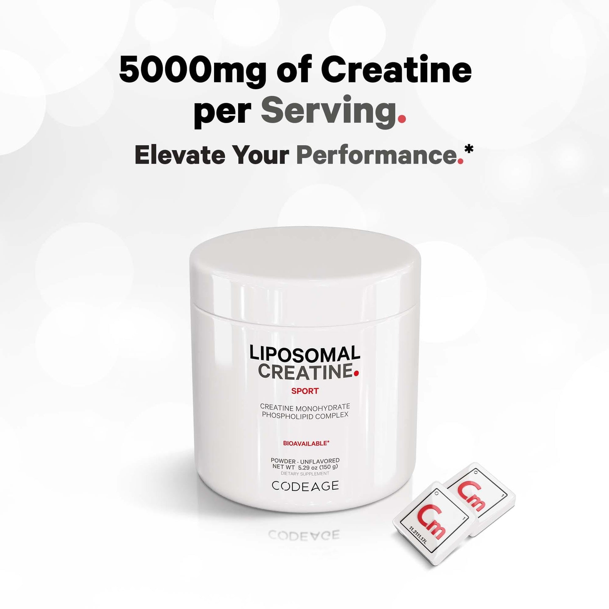 Codeage Liposomal Creatine Powder Supplement, Pure Creatine Monohydrate 5000mg, Pre Workout & Post Workouts - Unflavored Creatine, Micronized Creatine Powder - Creatinine for Sports - 30 Servings - dailyvitalstore