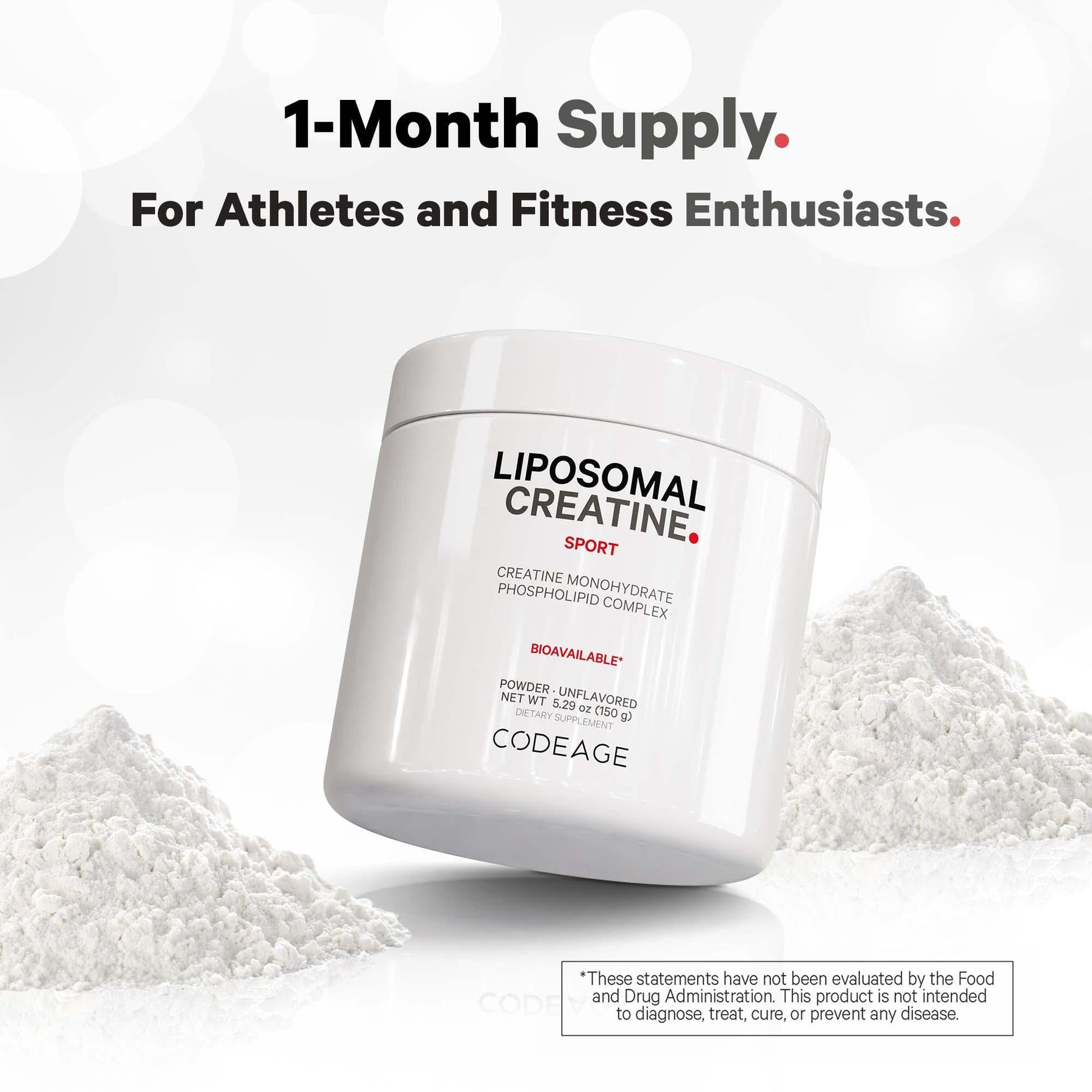 Codeage Liposomal Creatine Powder Supplement, Pure Creatine Monohydrate 5000mg, Pre Workout & Post Workouts - Unflavored Creatine, Micronized Creatine Powder - Creatinine for Sports - 30 Servings - dailyvitalstore