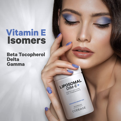 Codeage Liposomal DIM Supplement - 4 Months Supply of DIM Vitamins and SGS, Pomegranate, Broccoli, Vitamin E Isomers Tocopherols Alpha Beta Gamma Delta - Liposomal Formula - Gluten-Free - 120 Capsules - dailyvitalstore