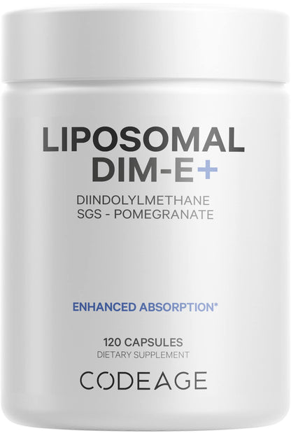 Codeage Liposomal DIM Supplement - 4 Months Supply of DIM Vitamins and SGS, Pomegranate, Broccoli, Vitamin E Isomers Tocopherols Alpha Beta Gamma Delta - Liposomal Formula - Gluten-Free - 120 Capsules - dailyvitalstore