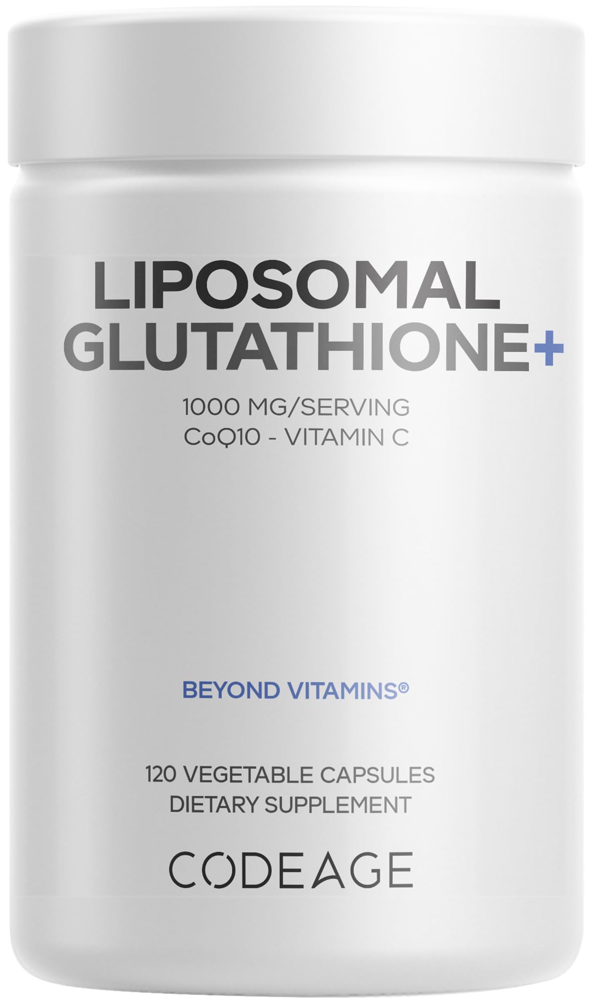 Codeage Liposomal Glutathione+ Supplement - 1000 mg Reduced L-Glutathione Pills, Vitamin C Ascorbic Acid, CoQ10 - Liposomal Delivery - Skin & Antioxidant Support - Non-GMO - 120 Capsules - dailyvitalstore