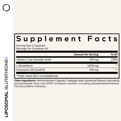 Codeage Liposomal Glutathione+ Supplement - 1000 mg Reduced L-Glutathione Pills, Vitamin C Ascorbic Acid, CoQ10 - Liposomal Delivery - Skin & Antioxidant Support - Non-GMO - 120 Capsules - dailyvitalstore