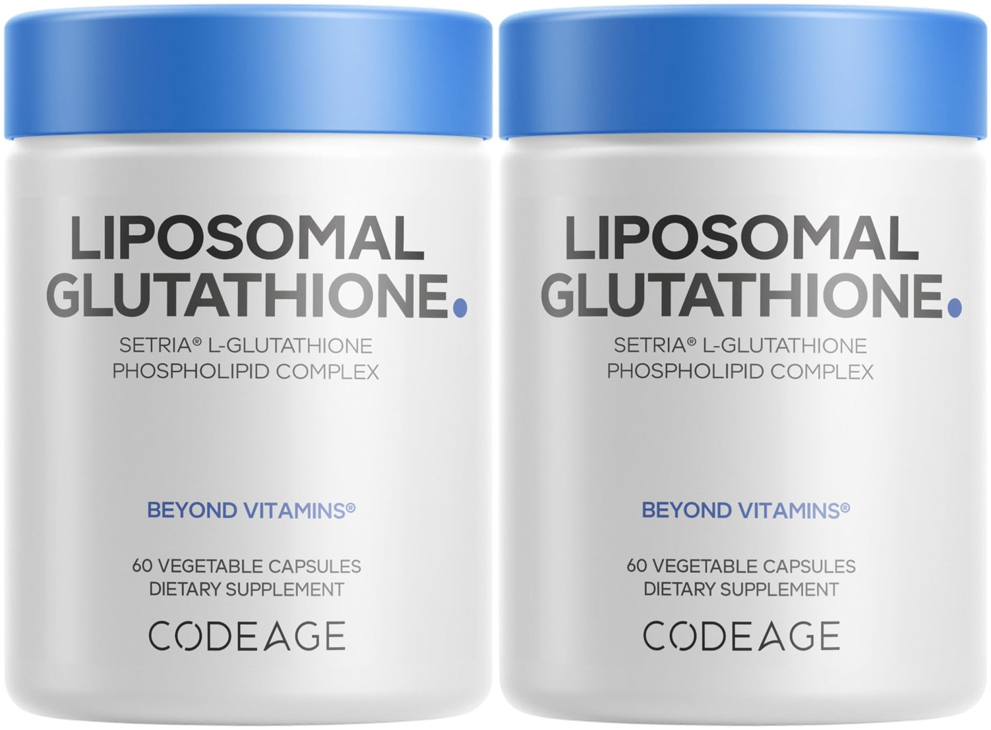 Codeage Liposomal Glutathione Supplement - Pure Reduced Setria L-Glutathione, Liposomal Delivery, Phospholipid Complex - Vegan, Non-GMO - 2-Pack - dailyvitalstore