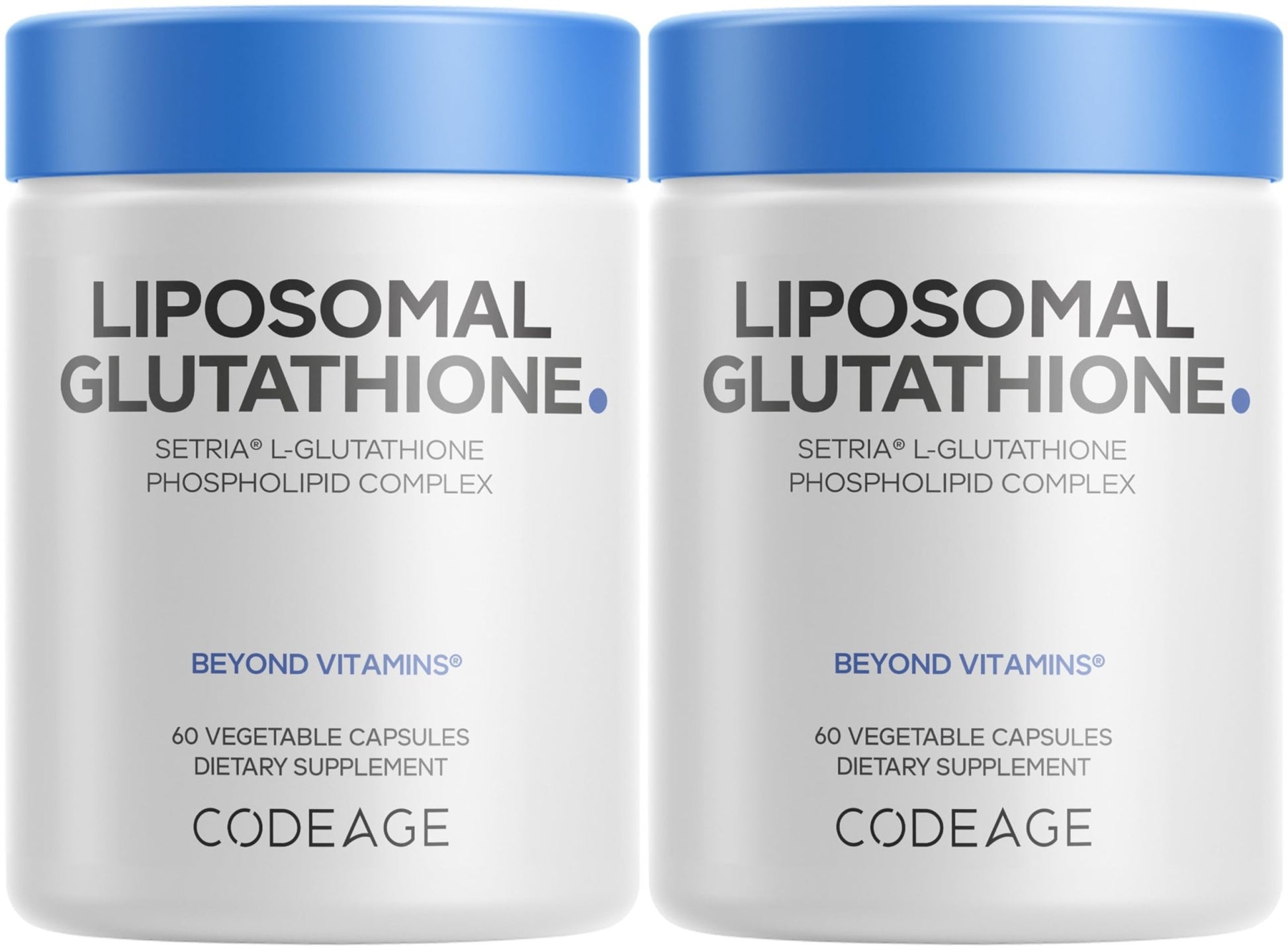 Codeage Liposomal Glutathione Supplement - Pure Reduced Setria L-Glutathione, Liposomal Delivery, Phospholipid Complex - Vegan, Non-GMO - 2-Pack - dailyvitalstore