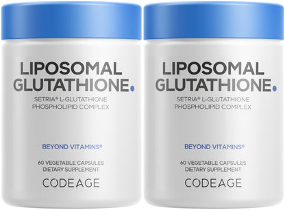 Codeage Liposomal Glutathione Supplement - Pure Reduced Setria L-Glutathione, Liposomal Delivery, Phospholipid Complex - Vegan, Non-GMO - 2-Pack - dailyvitalstore