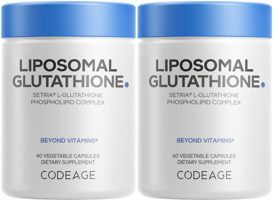 Codeage Liposomal Glutathione Supplement - Pure Reduced Setria L-Glutathione, Liposomal Delivery, Phospholipid Complex - Vegan, Non-GMO - 2-Pack - dailyvitalstore