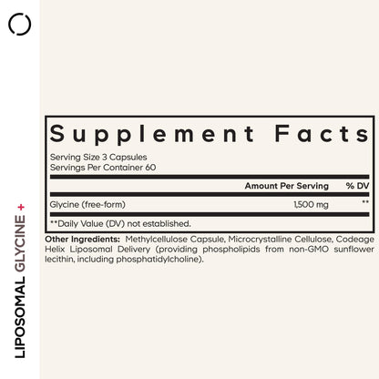 Codeage Liposomal Glycine+ Supplement - Free-Form Glycine 1,500 mg with Liposomal Delivery - 2-Month Supply - Amino Acid Capsules - Protein Support - Glycine Vitamins - 180 Capsules - dailyvitalstore