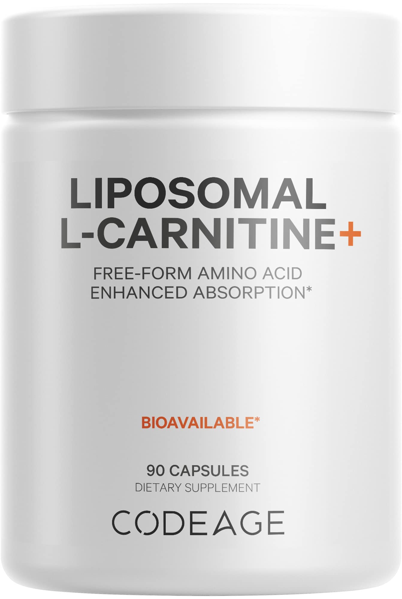 Codeage Liposomal L-Carnitine+ Supplement - 500 mg L-Carnitine L-Tartrate per Serving - Free-Form Amino Acid - Carnitine - Liposomal Delivery - Vegan, Non-GMO, Gluten-Free - 90 Capsules - dailyvitalstore