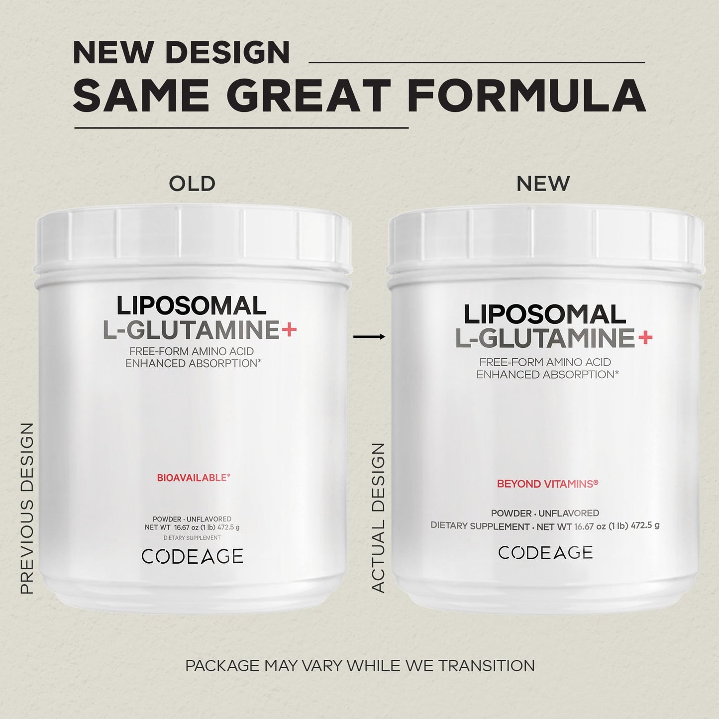 Codeage Liposomal L-Glutamine Powder - High-Potency L-Glutamine 5,000 mg per Serving - 3-Month Supply - Liposomal Delivery, Free-Form Amino Acid, Unflavored Glutamine - Non-GMO Gluten-Free - 16.67 oz - dailyvitalstore