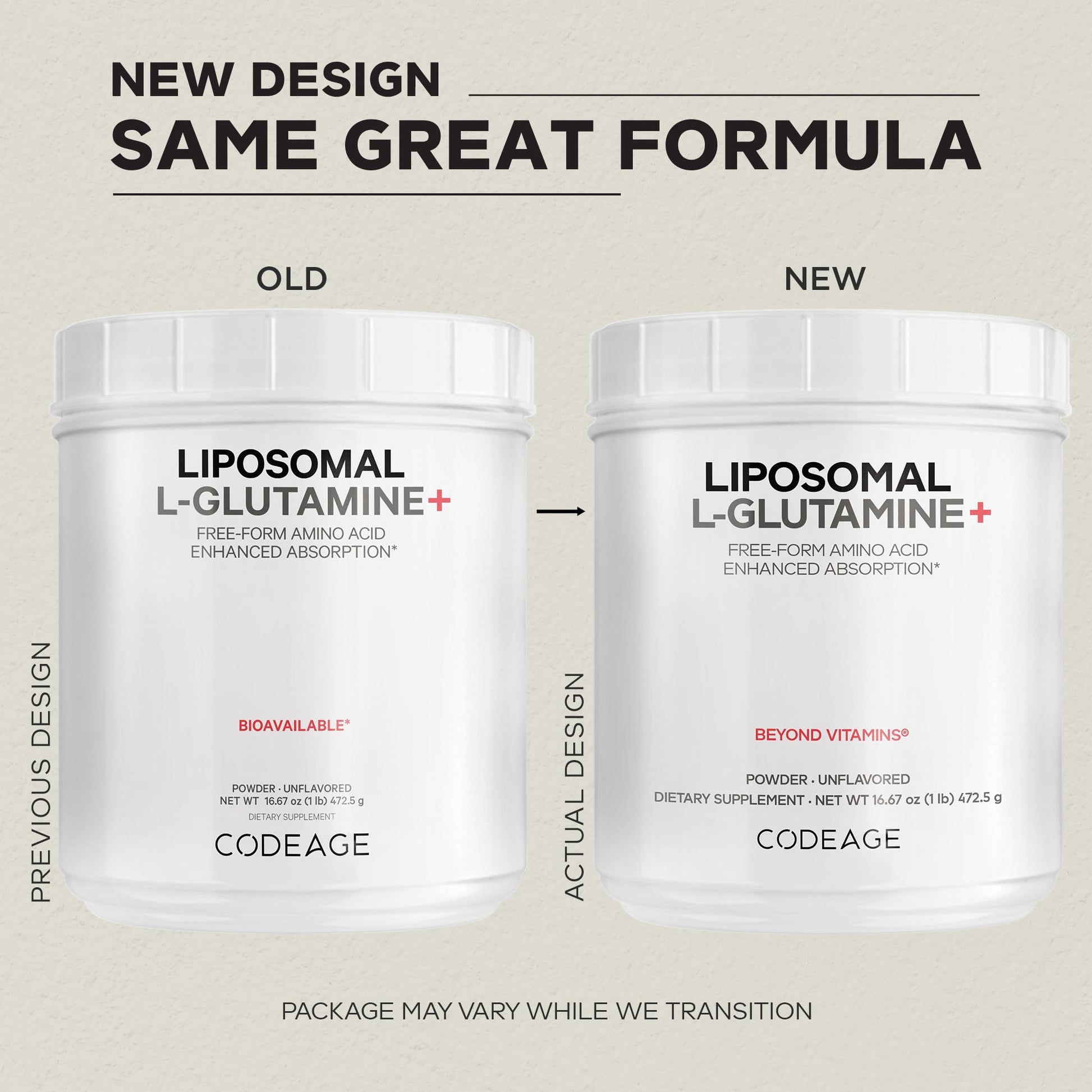 Codeage Liposomal L-Glutamine Powder - High-Potency L-Glutamine 5,000 mg per Serving - 3-Month Supply - Liposomal Delivery, Free-Form Amino Acid, Unflavored Glutamine - Non-GMO Gluten-Free - 16.67 oz - dailyvitalstore